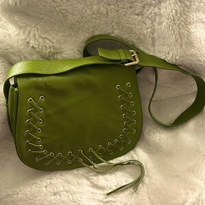 NWOT Violetta Green Leather Saddlebag Purse